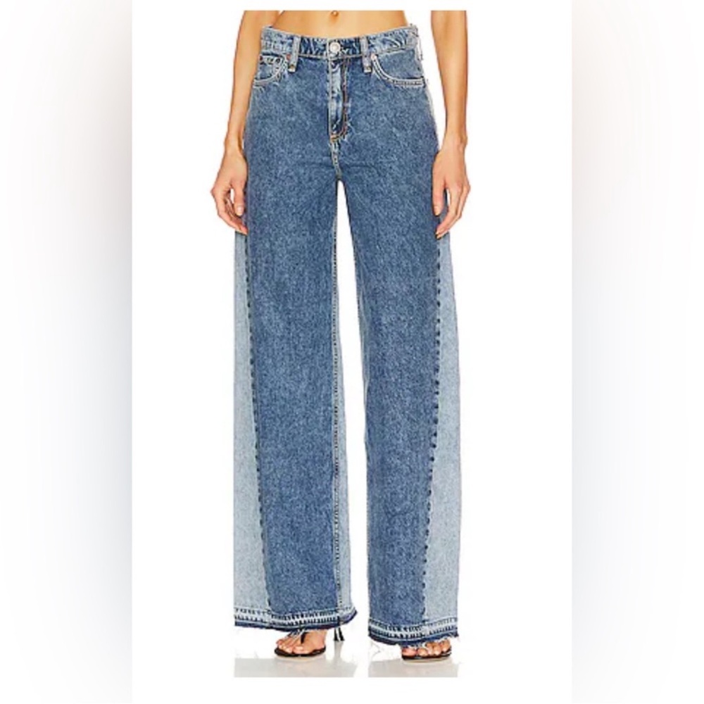 rag & bone Two-Tone Blue Flare Jeans